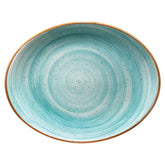 Aqua 14.25" x 11" x h:1.25" Oval Blue Vitrified Platter